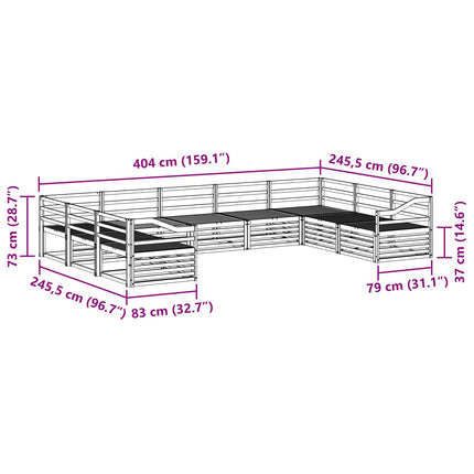 Utomhussoffset 9 pcs Naturfärg Massivt Akaciaträ