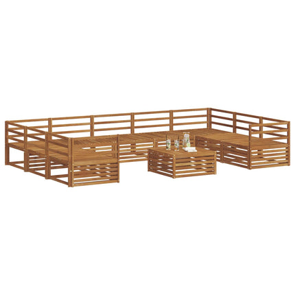 Utomhussoffset 10 pcs Naturfärg Massivt Akaciaträ