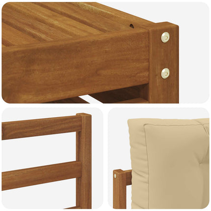 Utomhussoffset 10 pcs Naturlig och Beige Massivt Akaciaträ