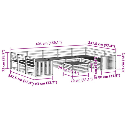 Utomhussoffset 10 pcs Naturfärg Massivt Akaciaträ