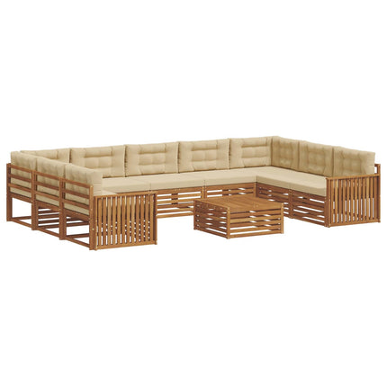 Utomhussoffset 10 st Naturlig och Beige Massivt Akaciaträ