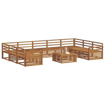 Utomhussoffset 10 pcs Naturfärg Massivt Akaciaträ