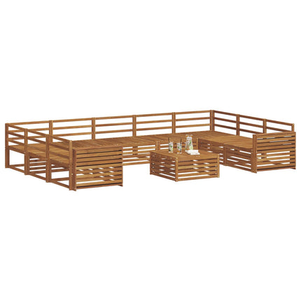 Utomhussoffset 10 pcs Naturfärg Massivt Akaciaträ