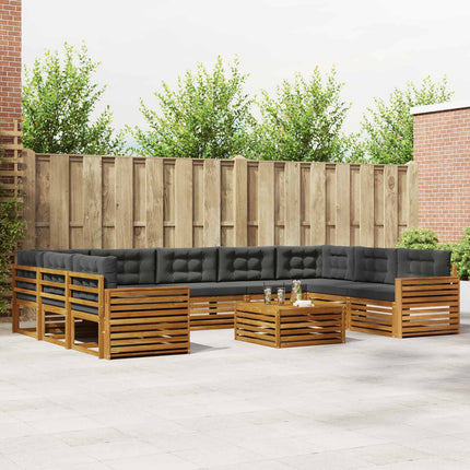 Utomhussoffset 10 pcs Naturlig och Antracit Massivt Akaciaträ