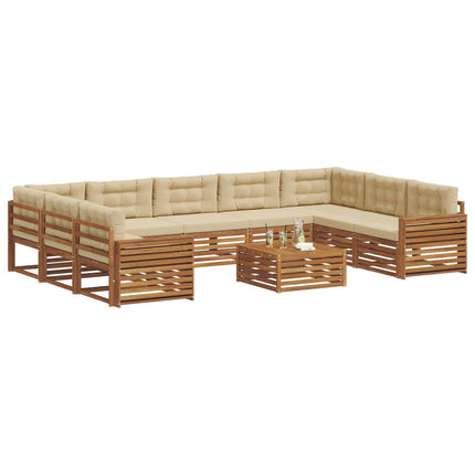 Utomhussoffset 10 pcs Naturlig och Beige Massivt Akaciaträ
