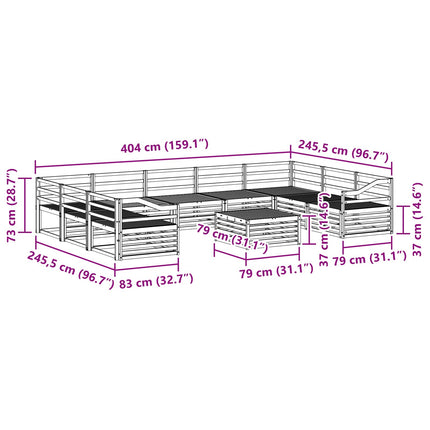 Utomhussoffset 10 pcs Naturfärg Massivt Akaciaträ