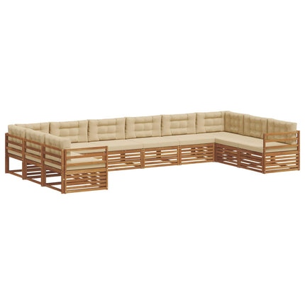 Soffgrupper 7 pcs Naturlig och Beige Massivt Akaciaträ