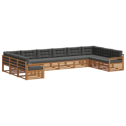 Soffgrupper 9 pcs Naturlig och Antracit Massivt Akaciaträ