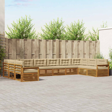 Soffgrupper 4 pcs Naturlig och Beige Massivt Akaciaträ