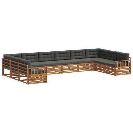 Soffgrupper 5 pcs Naturlig och Antracit Massivt Akaciaträ