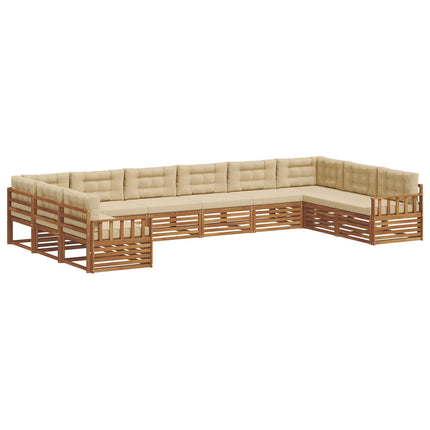 Soffgrupper 5 st Naturlig och Beige Massivt Akaciaträ