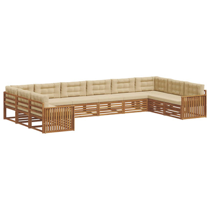 Soffgrupper 8 pcs Naturlig och Beige Massivt Akaciaträ