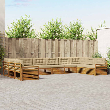 Soffgrupper 8 pcs Naturlig och Beige Massivt Akaciaträ