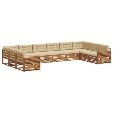 Soffgrupper 7 pcs Naturlig och Beige Massivt Akaciaträ