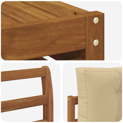 Soffgrupper 11 pcs Naturlig och Beige Massivt Akaciaträ