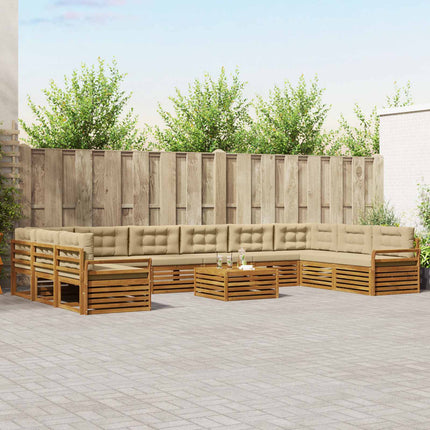 Soffgrupper 11 pcs Naturlig och Beige Massivt Akaciaträ