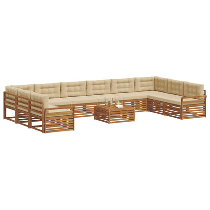Soffgrupper 11 pcs Naturlig och Beige Massivt Akaciaträ