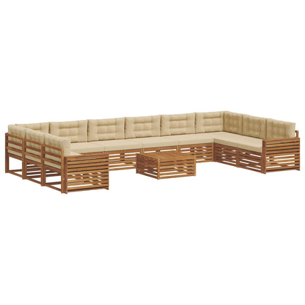 Soffgrupper 11 pcs Naturlig och Beige Massivt Akaciaträ