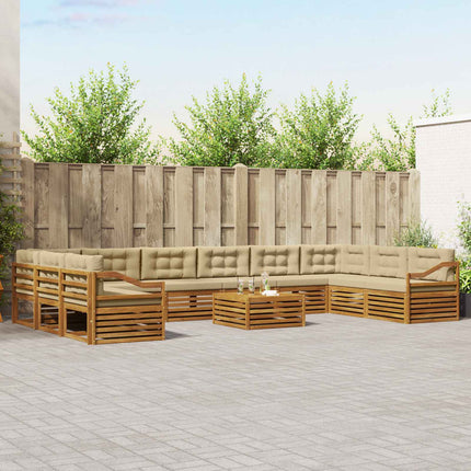 Soffgrupper 11 pcs Naturlig och Beige Massivt Akaciaträ