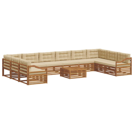 Soffgrupper 11 pcs Naturlig och Beige Massivt Akaciaträ
