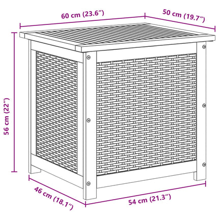 Trädgårdsförvaringslåda 185 L Massivt Akaciaträ 60 x 50 x 56 cm