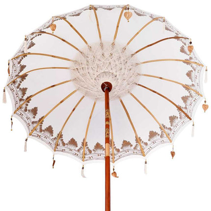 Balinesiskt paraply med bas Kräm 185 x 185 x 260 cm Bomull
