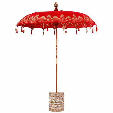 Balinesiskt paraply med bas Röd 185 x 185 x 260 cm Bomull