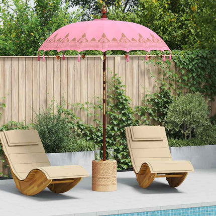 Balinesiskt paraply med bas Rosa 185 x 185 x 260 cm Bomull