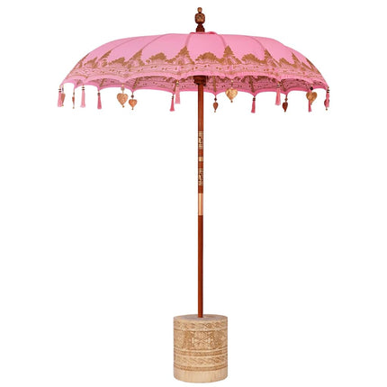 Balinesiskt paraply med bas Rosa 185 x 185 x 260 cm Bomull