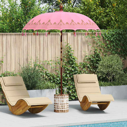 Balinesiskt paraply med bas Rosa 185 x 185 x 260 cm Bomull