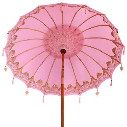 Balinesiskt paraply med bas Rosa 215 x 215 x 260 cm Bomull