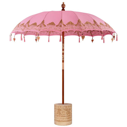 Balinesiskt paraply med bas Rosa 215 x 215 x 260 cm Bomull