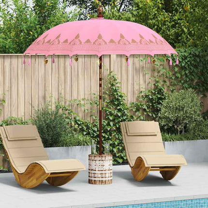 Balinesiskt paraply med bas Rosa 215 x 215 x 260 cm Bomull