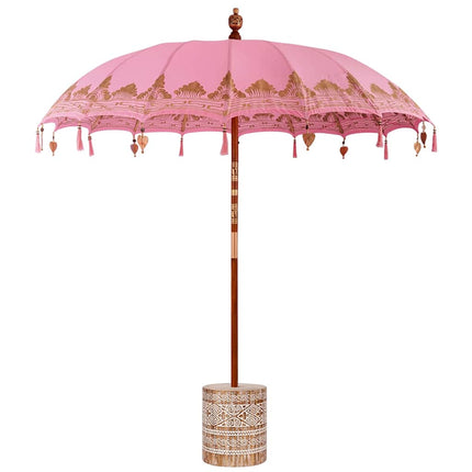 Balinesiskt paraply med bas Rosa 215 x 215 x 260 cm Bomull