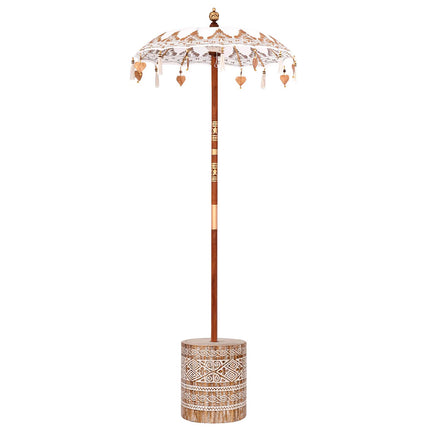 Balinesiskt paraply med bas Kräm 95 x 95 x 260 cm Bomull