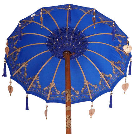 Balinesiskt paraply med bas Blå 95 x 95 x 260 cm Bomull