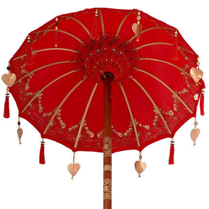 Balinesiskt paraply med bas Röd 95 x 95 x 260 cm Bomull