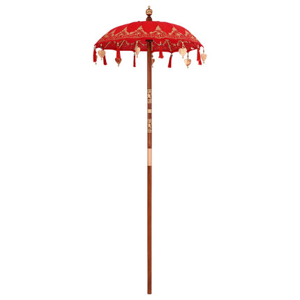 Balinesiskt paraply med bas Röd 95 x 95 x 260 cm Bomull