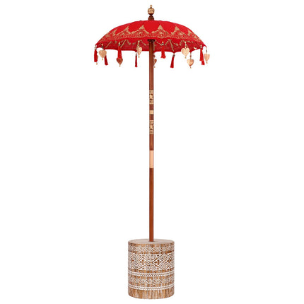 Balinesiskt paraply med bas Röd 95 x 95 x 260 cm Bomull