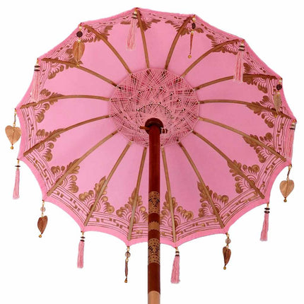 Balinesiskt paraply med bas Rosa 95 x 95 x 260 cm Bomull