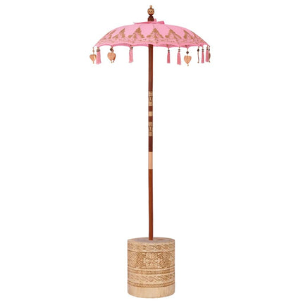 Balinesiskt paraply med bas Rosa 95 x 95 x 260 cm Bomull