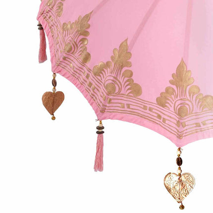 Balinesiskt paraply med bas Rosa 95 x 95 x 260 cm Bomull