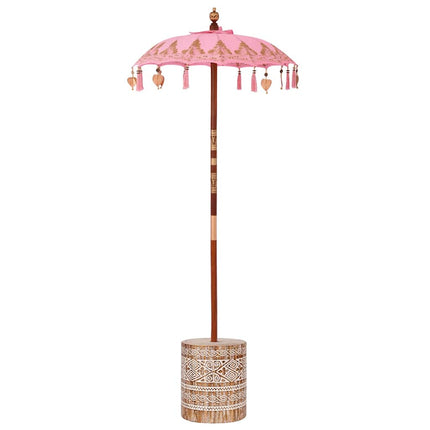 Balinesiskt paraply med bas Rosa 95 x 95 x 260 cm Bomull