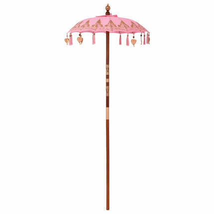 Balinesiskt paraply med bas Rosa 95 x 95 x 260 cm Bomull