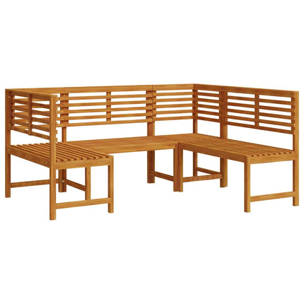 Bänkset för trädgården 3 pcs Brun Massivt Akaciaträ