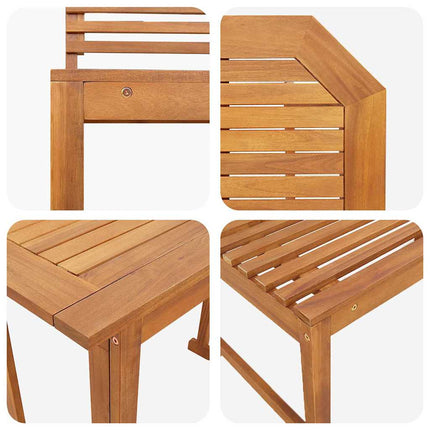Bänkset för trädgården 4 pcs Brun Massivt Akaciaträ