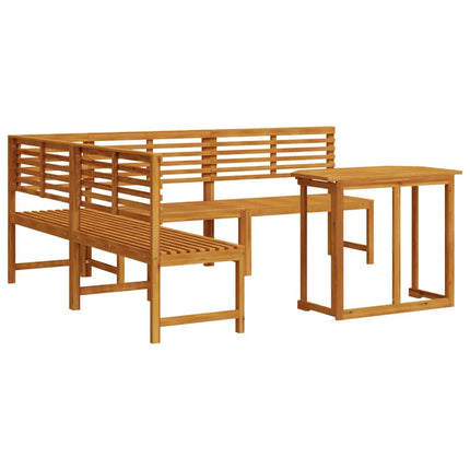 Bänkset för trädgården 4 pcs Brun Massivt Akaciaträ