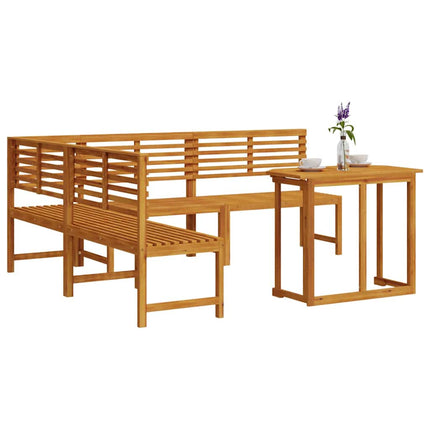 Bänkset för trädgården 4 pcs Brun Massivt Akaciaträ