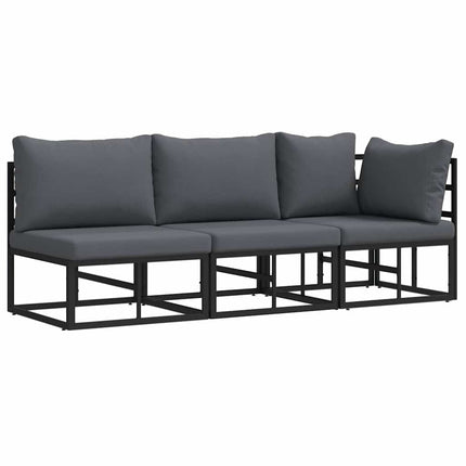Utomhus Möbler med kudde 3 Stycke Svart och Anthracit Metall