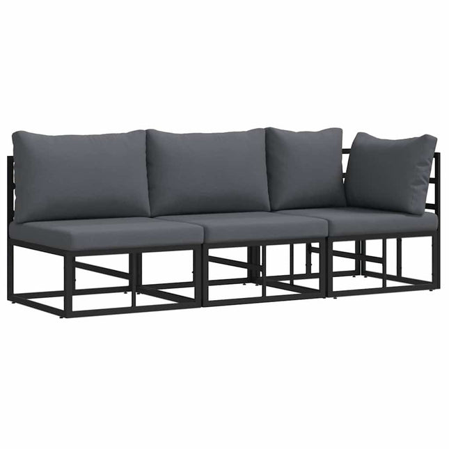 3 st Utomhus Möbler Metall Svart och Anthracit